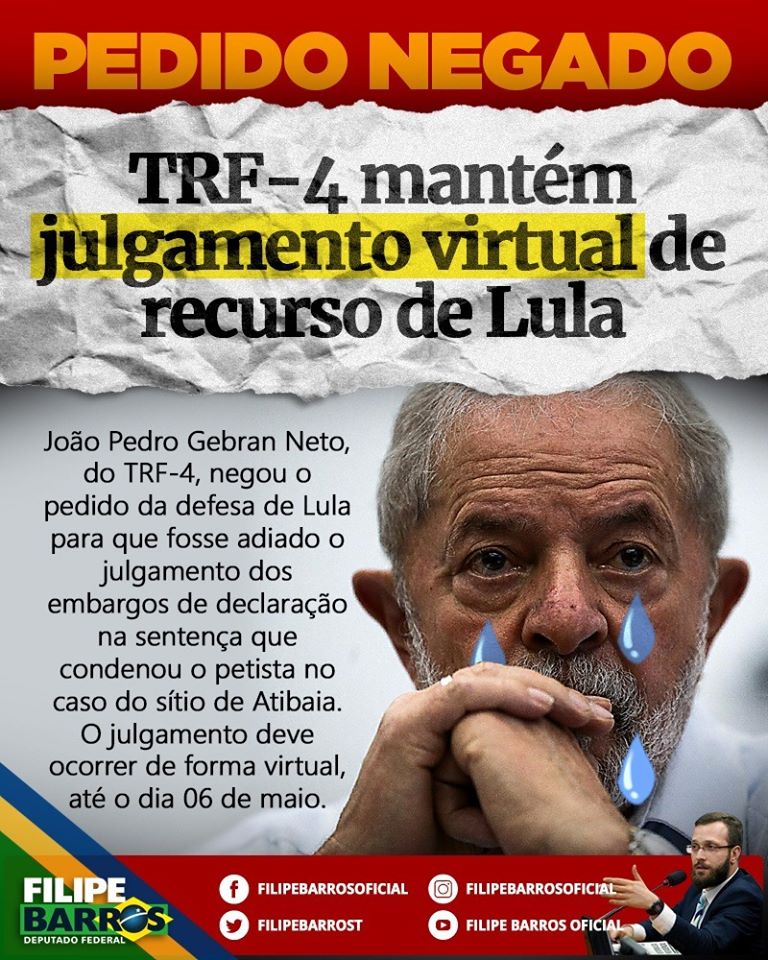 Defesa de Lula tenta adiar julgamento de recurso e TRF-4 diz não 14 Defesa de Lula tenta adiar julgamento de recurso e TRF-4 diz não