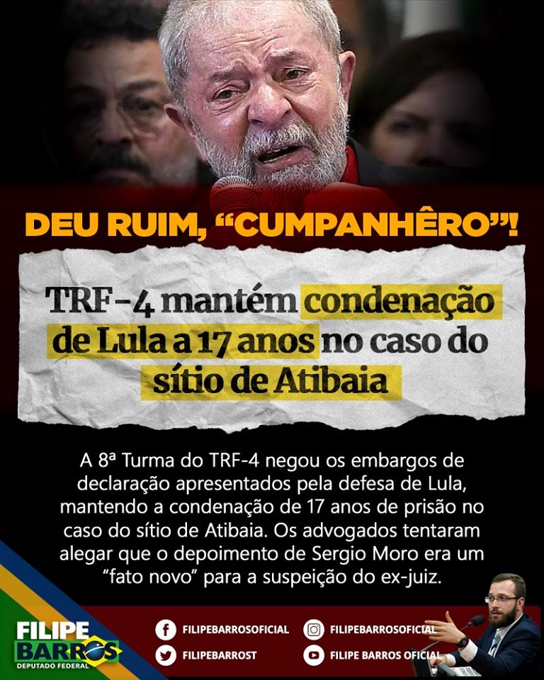 TRF4 mantém condenação de Lula a 17 anos de prisão no caso do sítio de Atibaia 11 TRF4 mantém condenação de Lula a 17 anos de prisão no caso do sítio de Atibaia