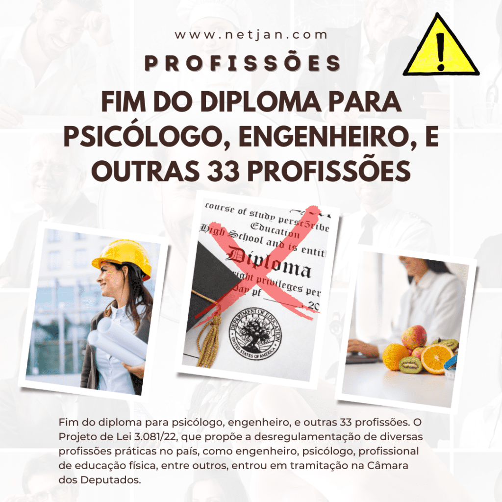 Fim do diploma para psicólogo, engenheiro, e outras 33 profissões