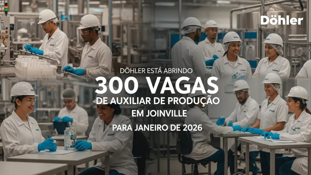 Döhler abre 300 vagas de auxiliar de produção em Joinville para janeiro de 2026, com creche gratuita, transporte fretado, plano de saúde e carreira 11 Döhler abre 300 vagas de auxiliar de produção em Joinville para janeiro de 2026