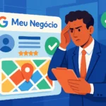 Imagem ilustrativa sobre como recuperar perfil suspenso no Google Meu Negócio, mostrando um empresário no painel do Google Meu Negócio.
