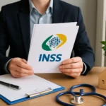 Pessoa analisando documentos sobre como pedir auxílio-doença no INSS