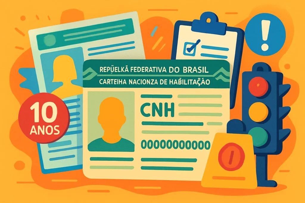 Ilustração sobre o que mudou na nova CNH com destaque para documentos e prazos de adaptação.