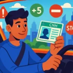 Ilustração de um motorista francês analisando como consultar pontos na CNH
