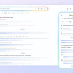 Smartphone mostrando feed do Google Discover com manchetes e indicação de conteúdo gerado por IA